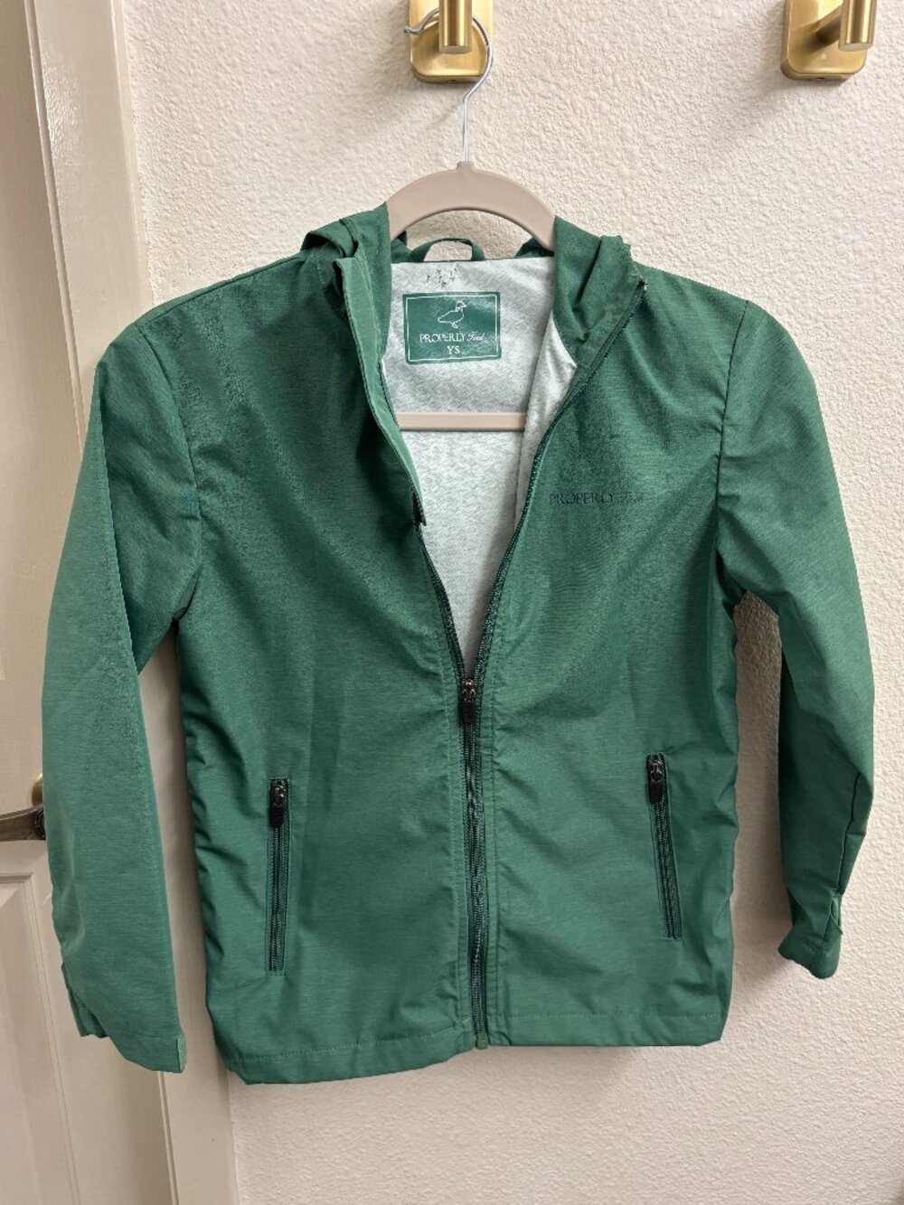 Properly Tied Kids Boys Girls Canopy Rain Jacket Size Small Green